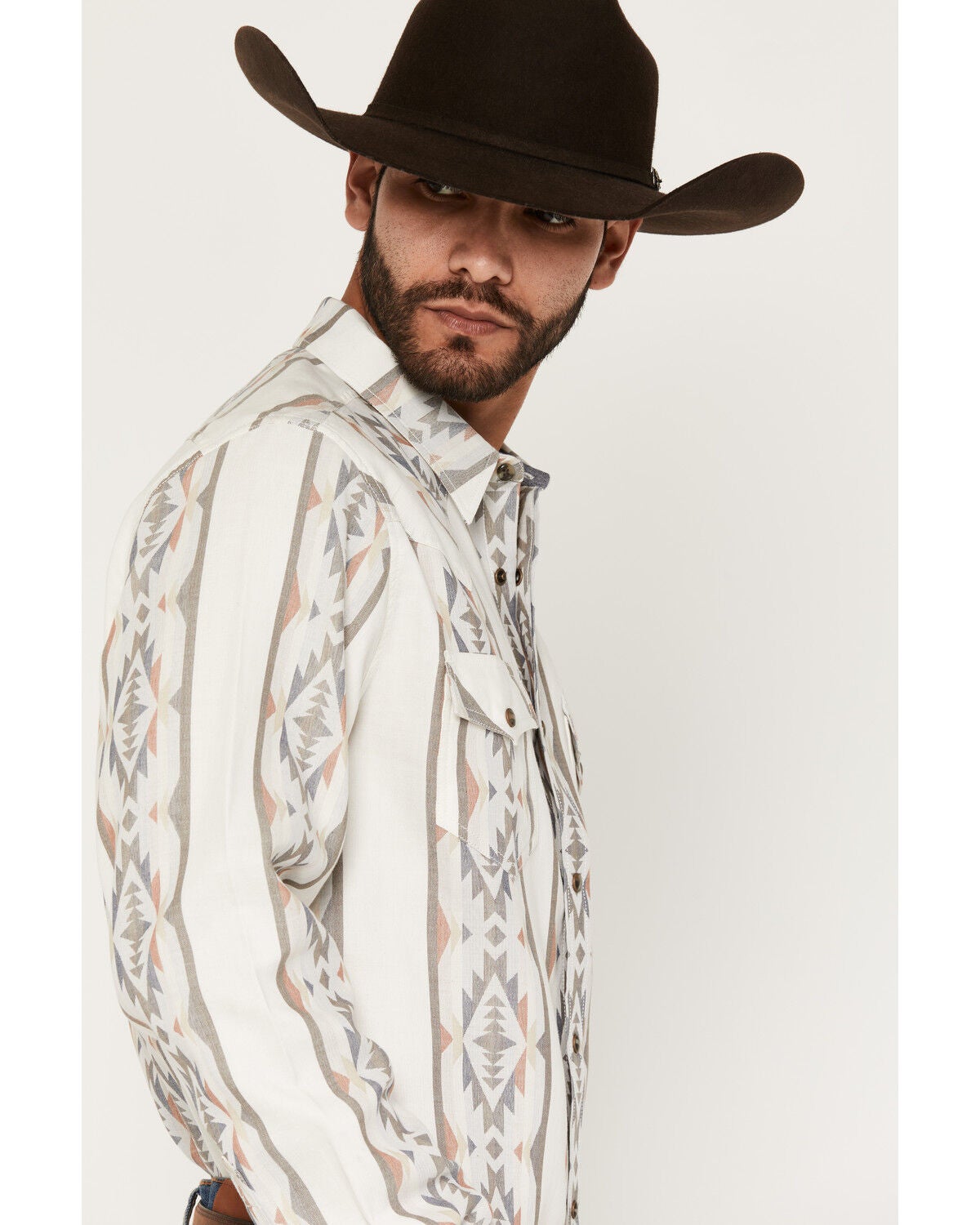 Image #2 - Cody James Men's Cowboy Boogie Southwestern Stripe Print Long Sleeve Snap Western Shirt, Ivory, hi-res
