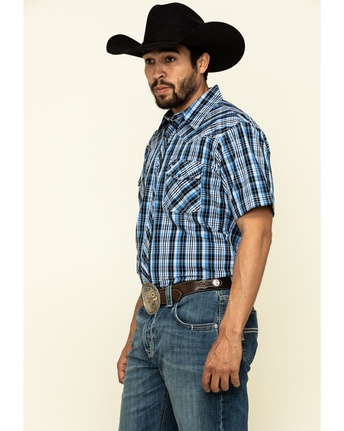 Image #3 - Cowboy Hardware Men's Heeler Plaid Short Sleeve Western Shirt, , hi-res