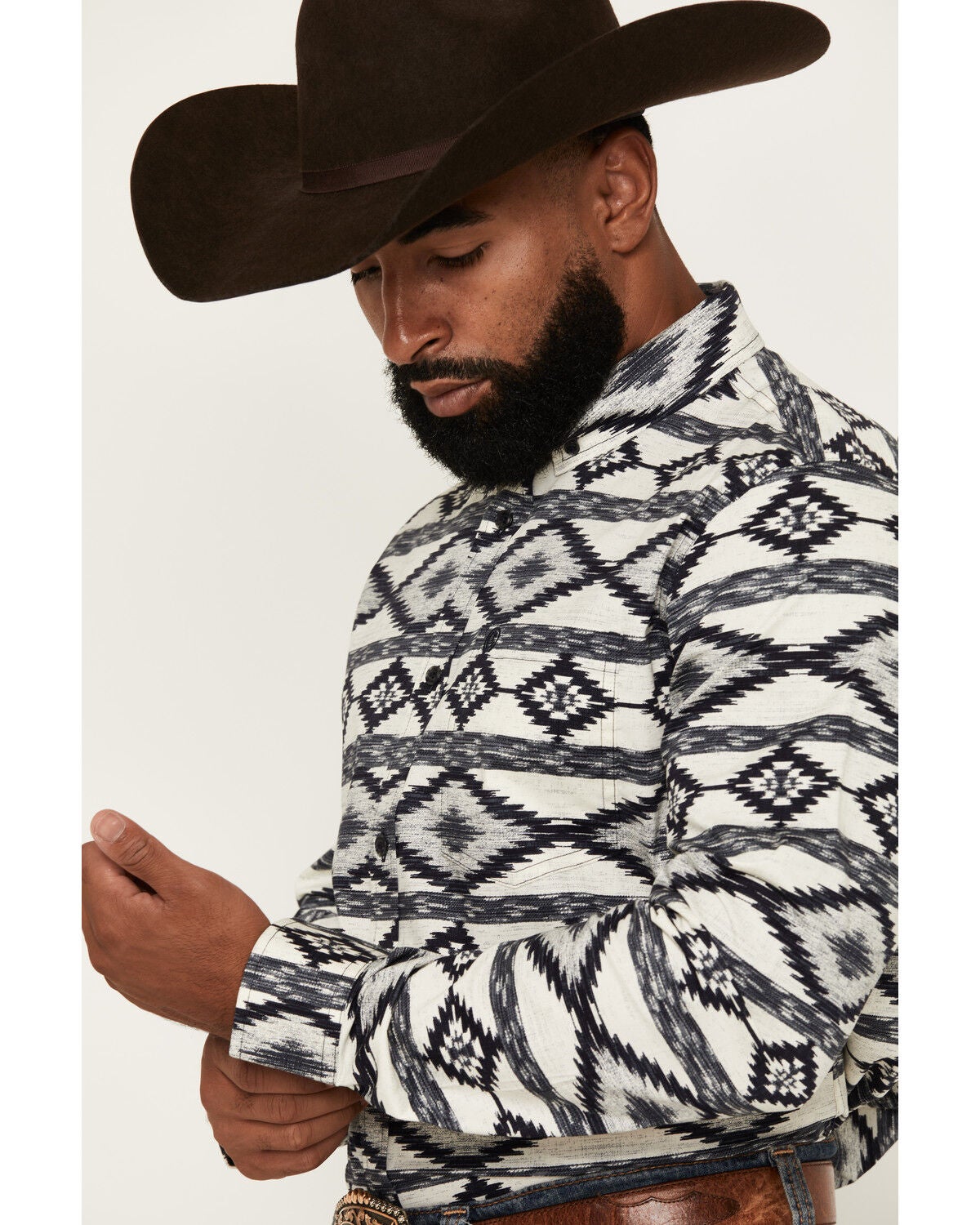 Image #2 - Cody James Men's Tiki Room Southwestern Print Long Sleeve Button-Down Stretch Western Shirt, Blue, hi-res
