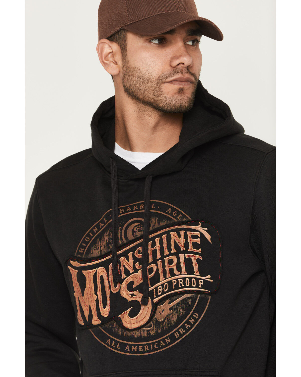 Image #2 - Moonshine Spirit Men's Whiskey Barrel Logo Hooded Sweatshirt, Charcoal, hi-res
