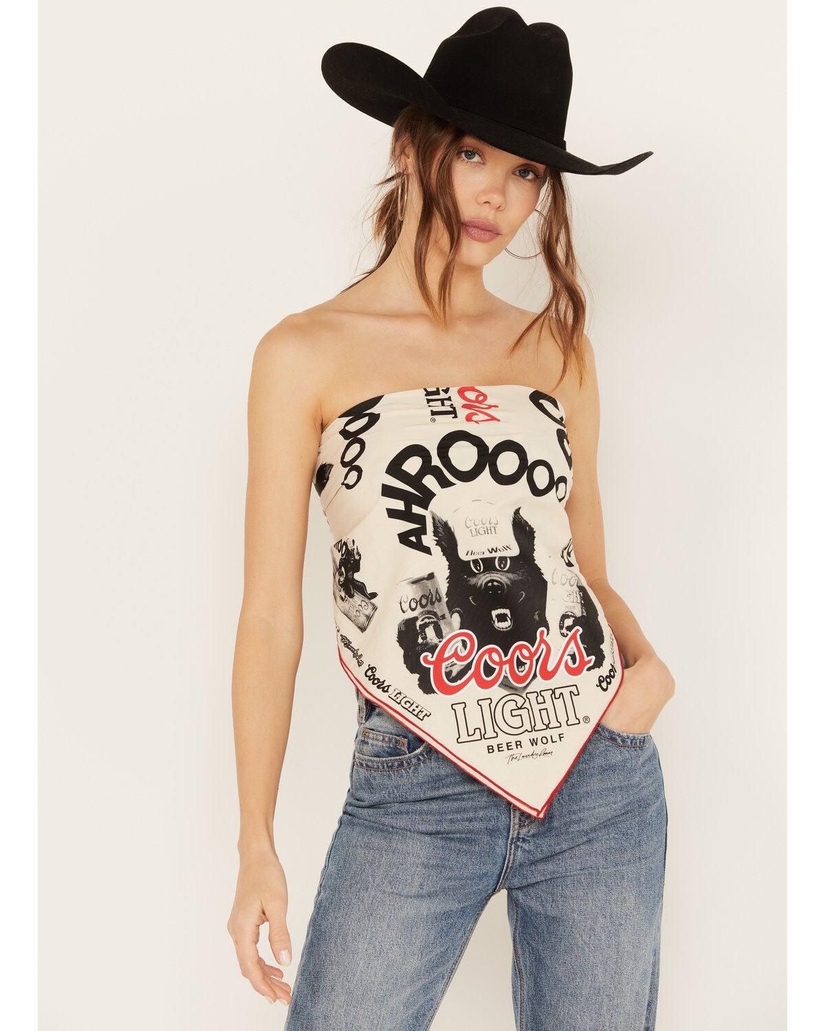 The Laundry Room Women's Coors Light Wolf Bandana Top, White, hi-res