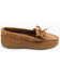Minnetonka Women's Moosehide Fringed Kitty Shoes - Moc Toe, Natural, hi-res
