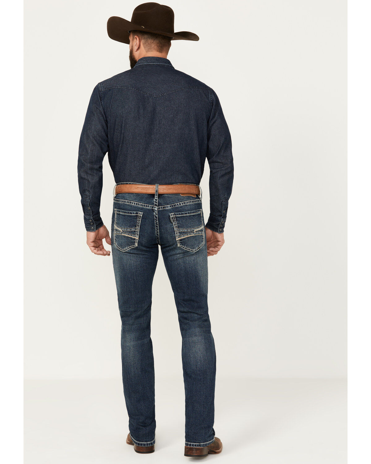Image #3 - Hooey by Rock & Roll Denim Men's Revolver Dark Vintage Wash Slim Straight Reflex Denim Jeans, Dark Medium Wash, hi-res