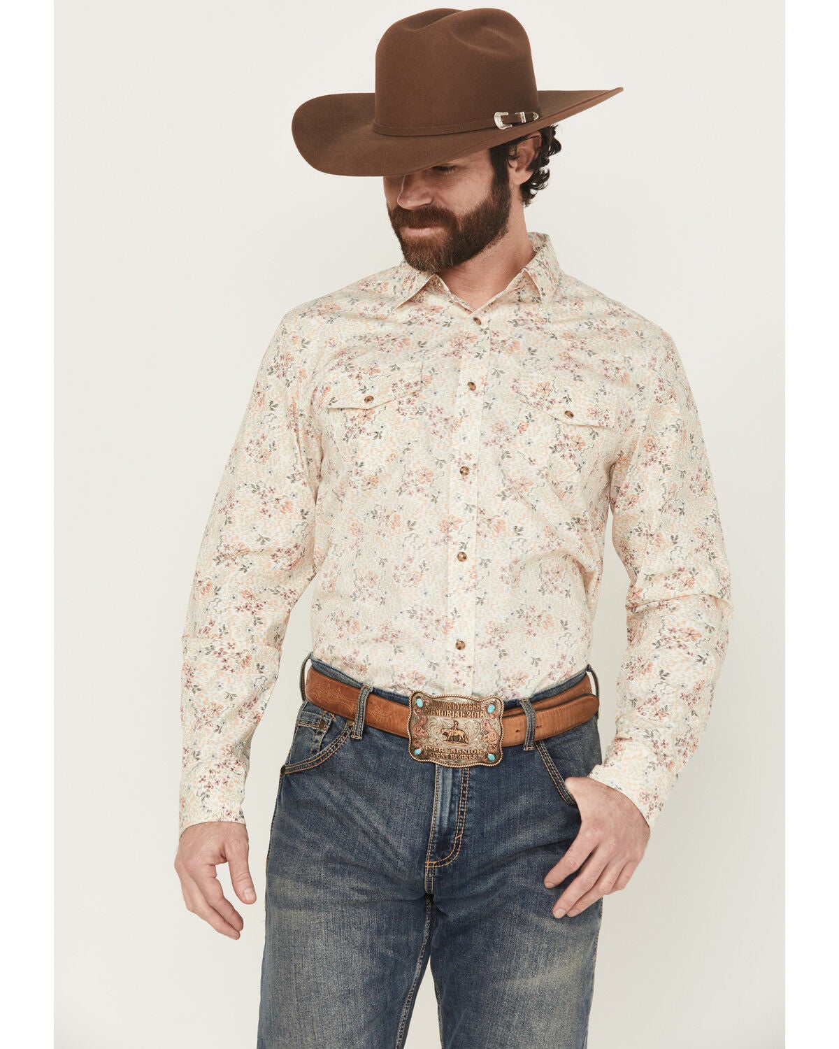 Gibson Trading Co Men's Solstice Floral Print Long Sleeve Snap Stretch Western Shirt, Multi, hi-res