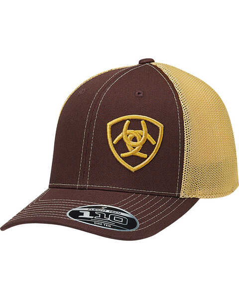 Image #1 - Ariat Men's Side Embroidered Trucker Hat, Brown, hi-res