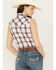 Image #4 - Ely Walker Women's Sleeveless Plaid Print Western Pearl Snap Shirt, Burgundy, hi-res