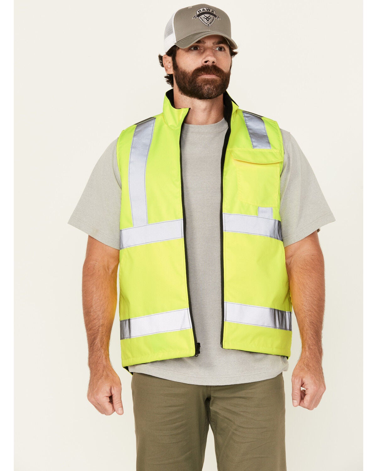 Hawx Men's Hi-Vis Safety Vest - Big, Yellow, hi-res
