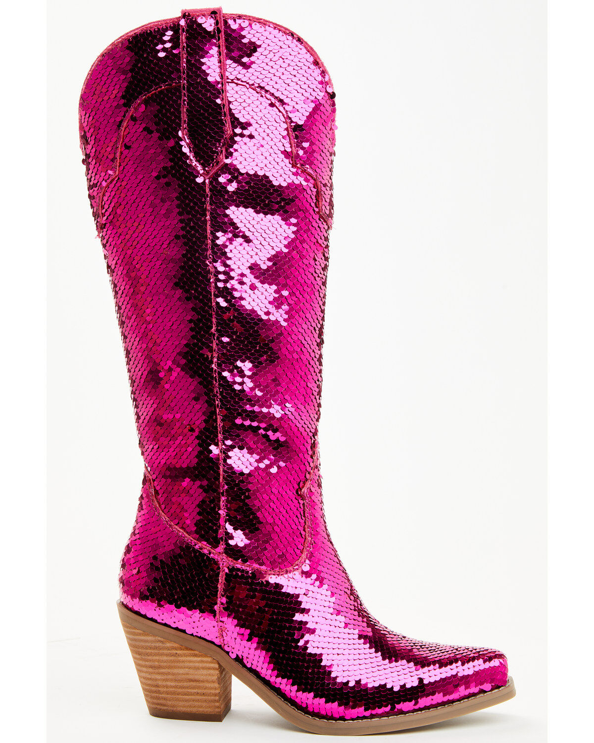 Image #2 - Dingo Women's Sequin Dance Hall Queen Tall Western Boots - Snip Toe, Fuchsia, hi-res