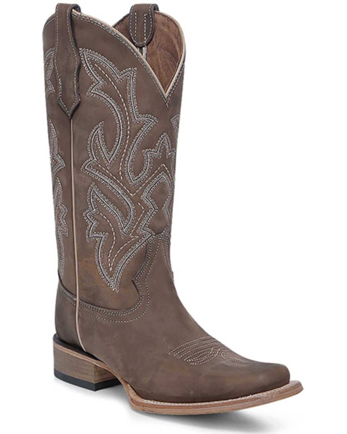 Circle G Women's Embroidered Western Boots - Broad Square Toe, Chocolate, hi-res