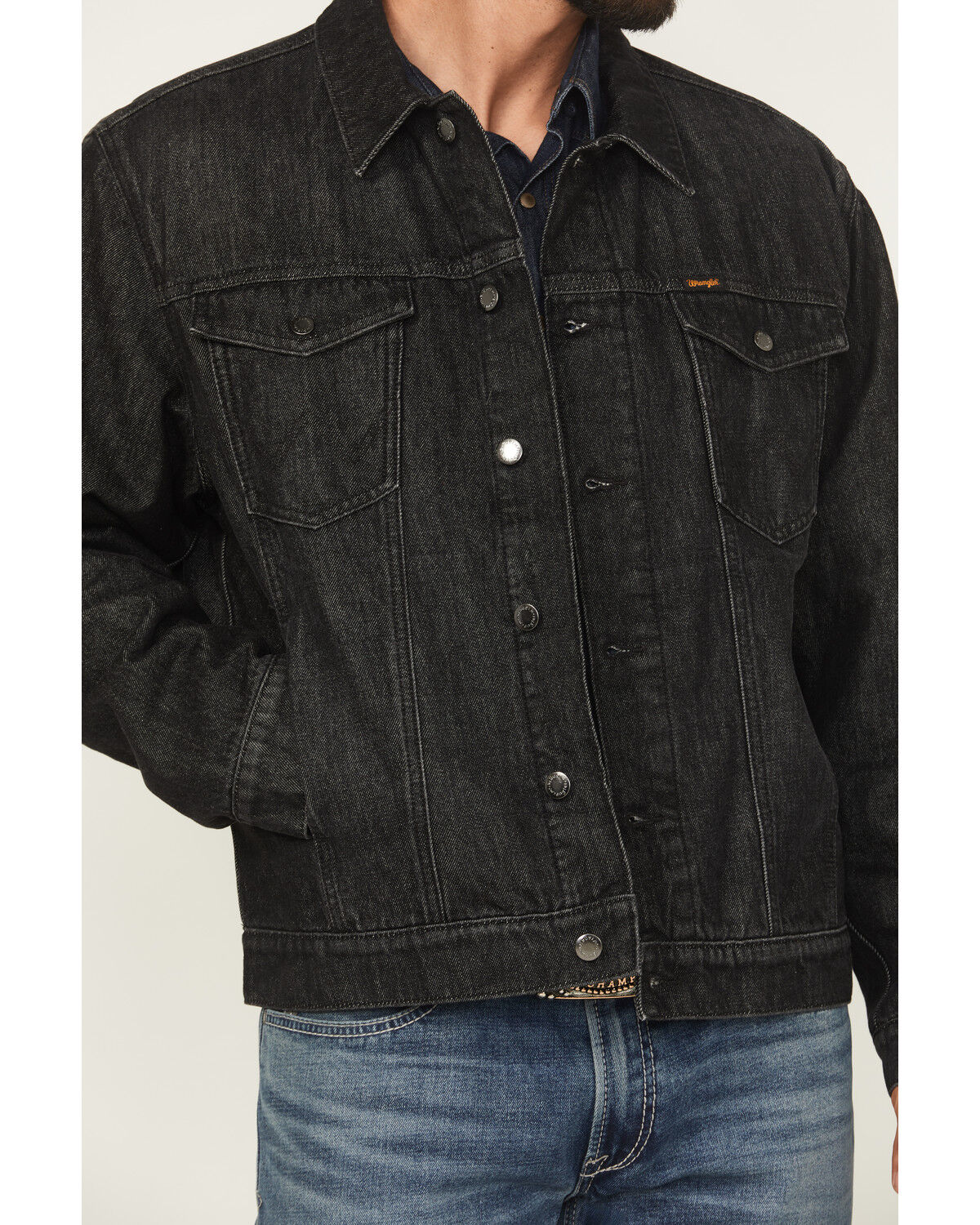 Image #3 - Wrangler Men's Blanket Lined Denim Jacket, Black, hi-res