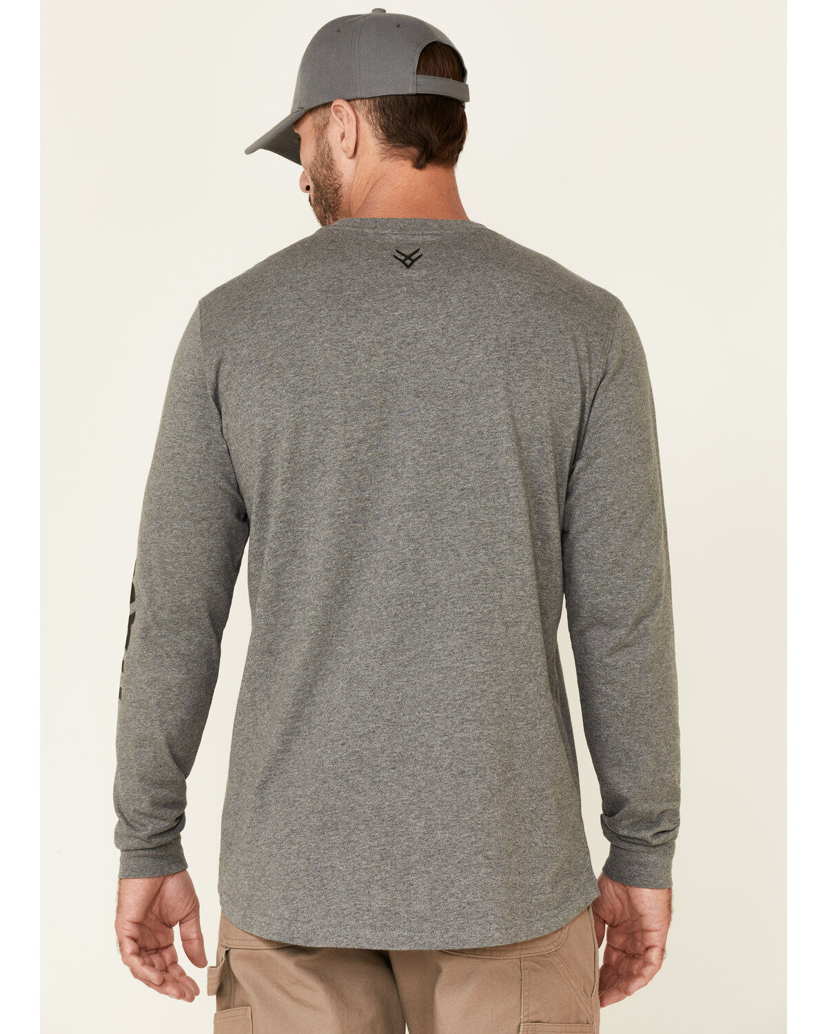Image #4 - Hawx Men's Charcoal Original Logo Crew Long Sleeve Work T-Shirt, , hi-res