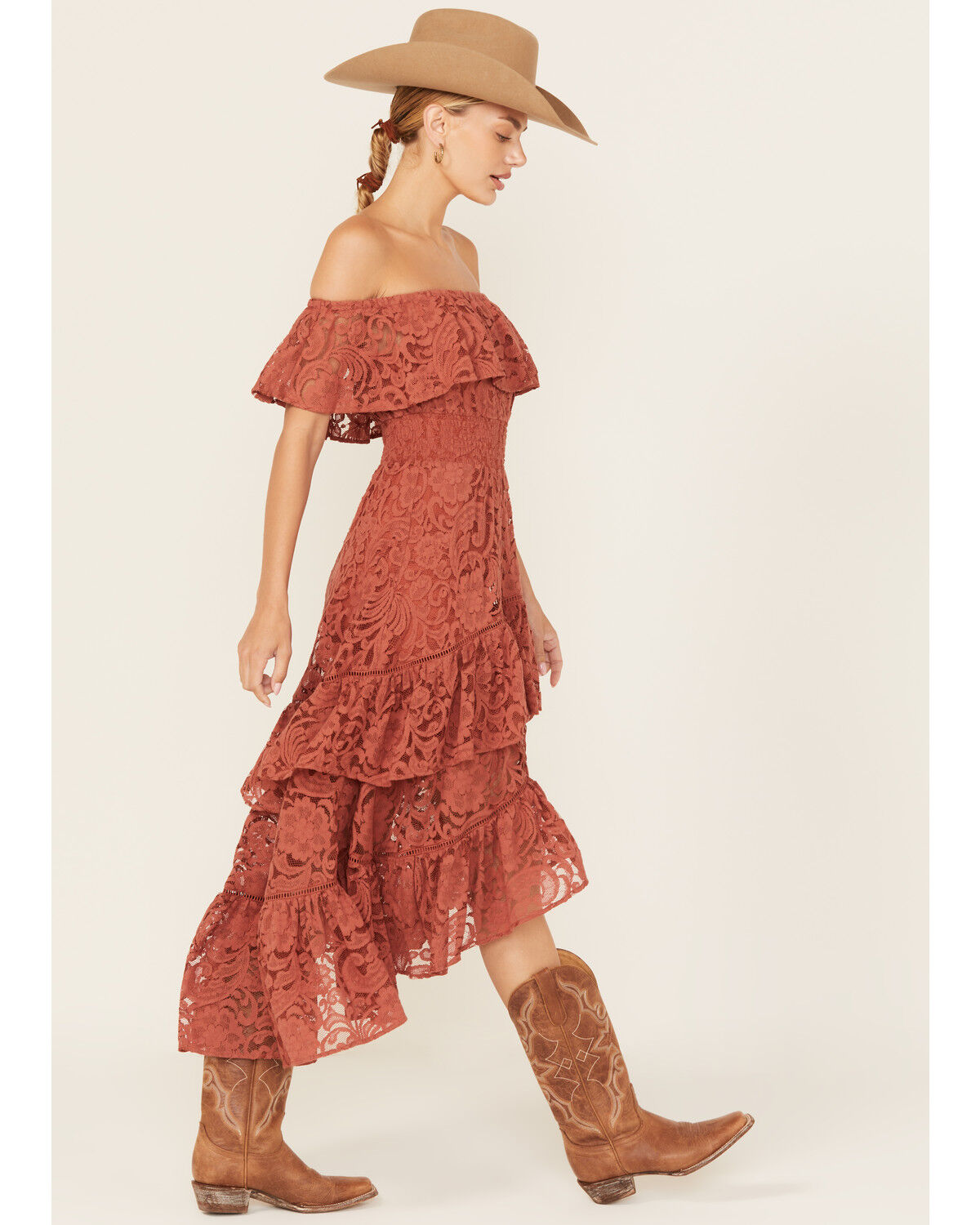 Image #2 - Shyanne Women's Lace Off The Shoulder High-Low Dress, Mauve, hi-res
