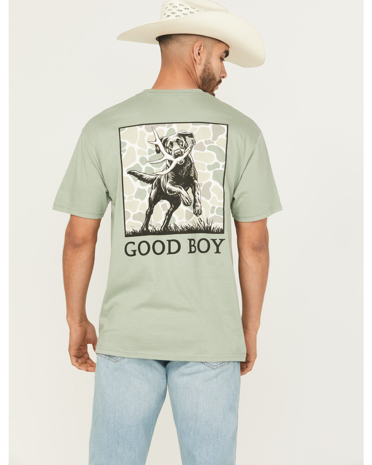Image #1 - Buckwear Men's Good Boy Shed Fetch Short Sleeve Graphic T-Shirt - Big, Sage, hi-res