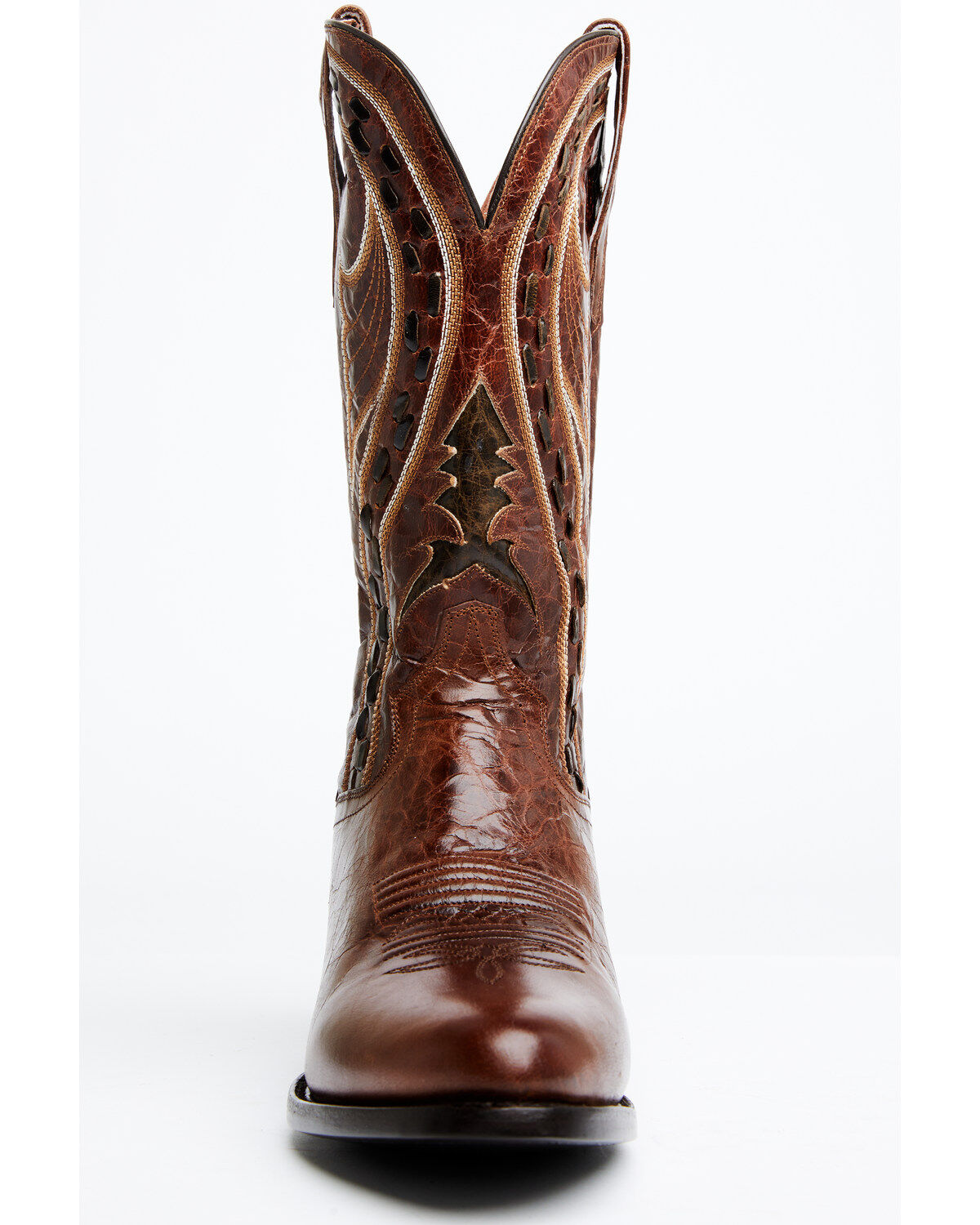 Image #4 - Dan Post Men's Swirled Embroidery Western Boots - Round Toe, Pecan, hi-res