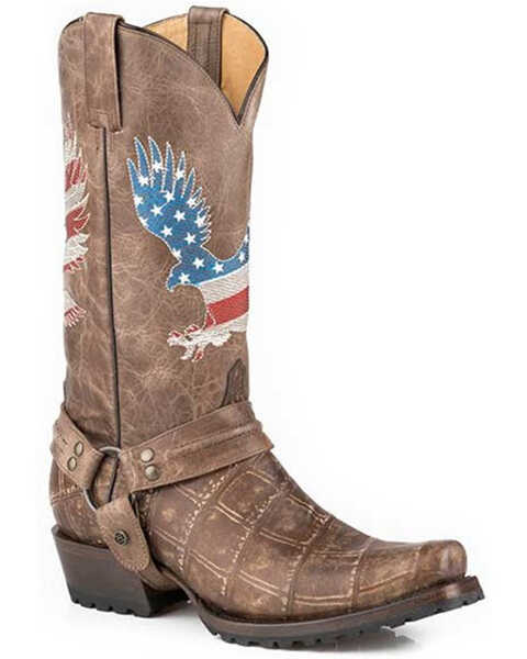 Image #1 - Roper Men's Soaring Eagle Western Boots - Snip Toe, Brown, hi-res