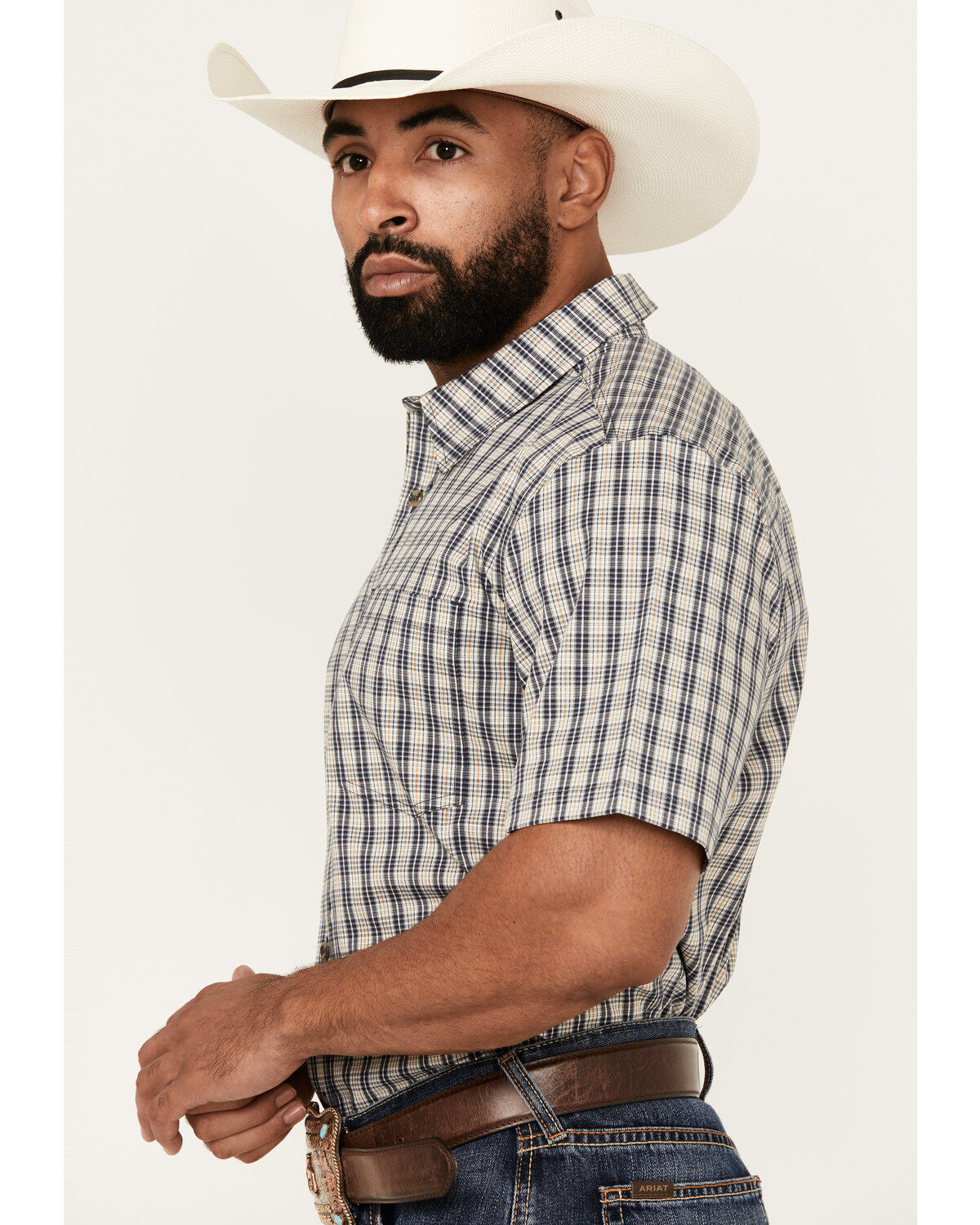 Product Name:  Cody James Men's Plaid Print Short Sleeve Button-Down Stretch Western Shirt