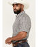 Image #2 - Cody James Men's Plaid Print Short Sleeve Button-Down Stretch Western Shirt, Navy, hi-res
