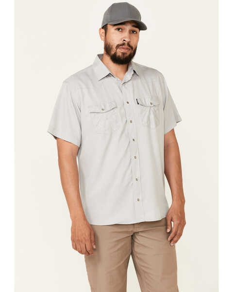 Hooey Men's Solid Habitat Sol Short Sleeve Snap Western Shirt , Grey, hi-res