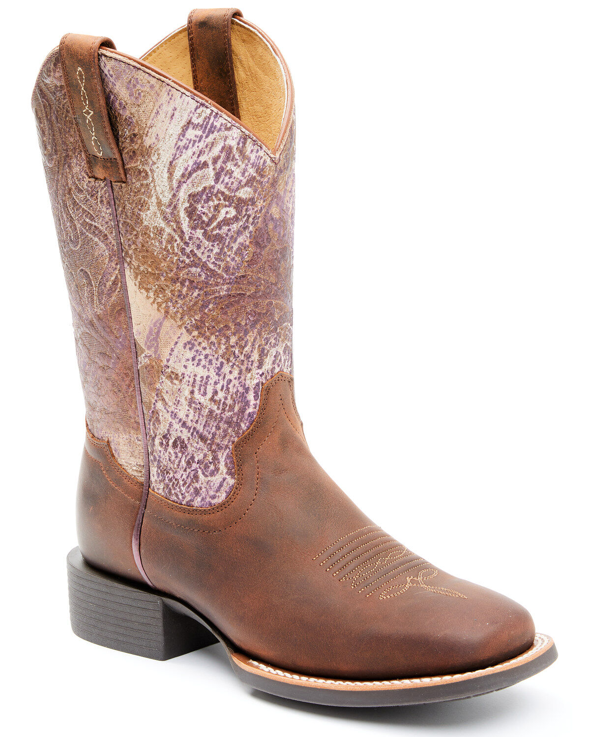 Image #1 - Rank 45® Women's Antiquity Western Performance Boots - Broad Square Toe, Brown, hi-res
