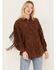 Shyanne Women's Lace Fringe Button-Down Shacket, Dark Brown, hi-res