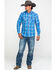 Image #6 - Wrangler Retro Men's Blue Large Plaid Long Sleeve Western Shirt , , hi-res