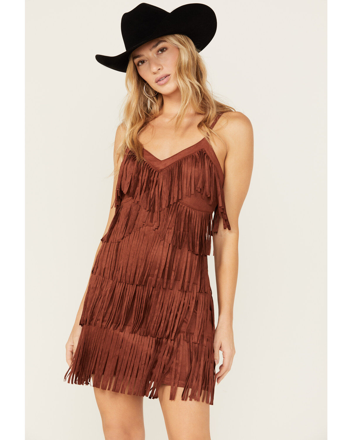 Image #1 - Idyllwind Women's Brixworth Fringe Festival Mini Dress, Mahogany, hi-res