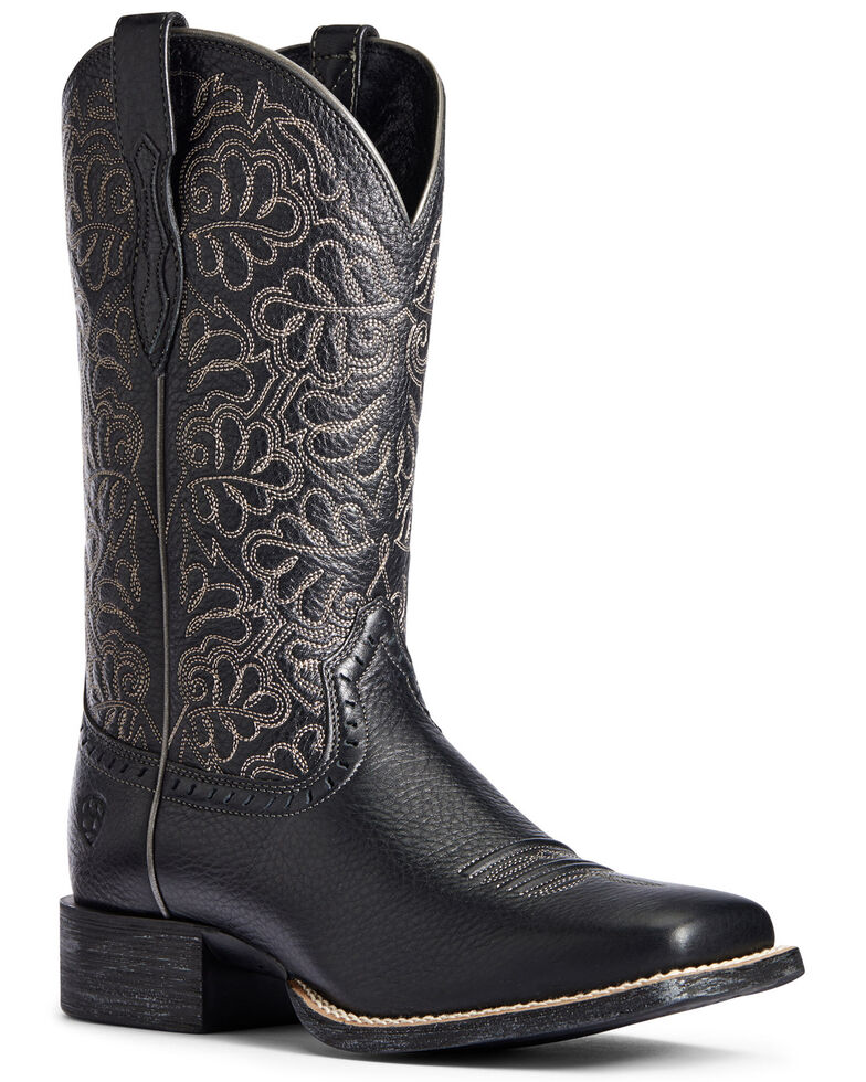 Ariat Women's Round Up Remuda Western Boots - Wide Square Toe, Black, hi-res