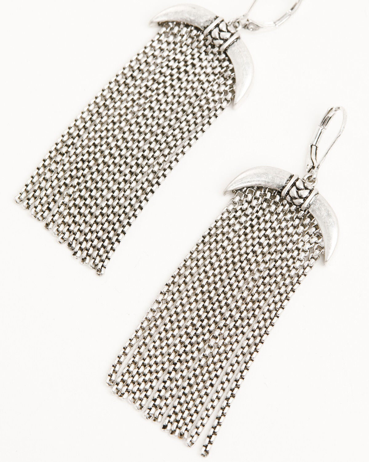 Image #3 - Lainey Wilson Women's Linear Chain Fringe Earrings, Silver, hi-res