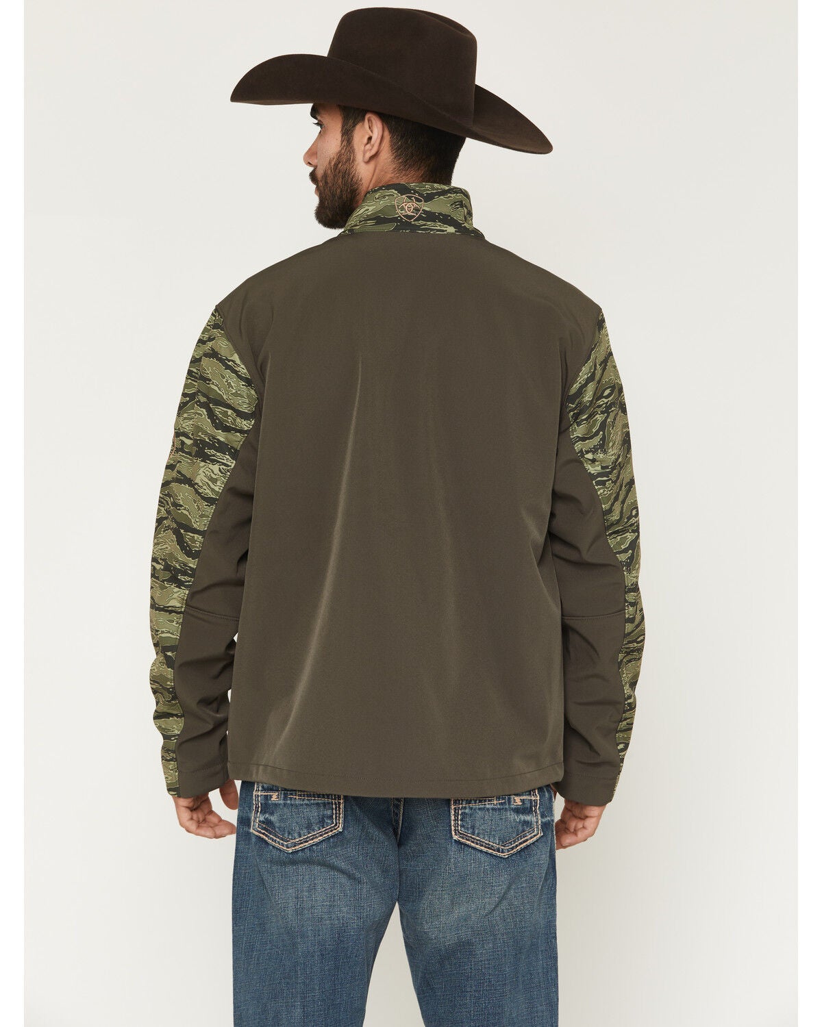 Image #4 - Ariat Men's Logo Camo Logo Concealed Carry Softshell Jacket - Tall, Black, hi-res