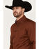 Panhandle Men's Select Print Long Sleeve Button Down Shirt, Rust Copper, hi-res