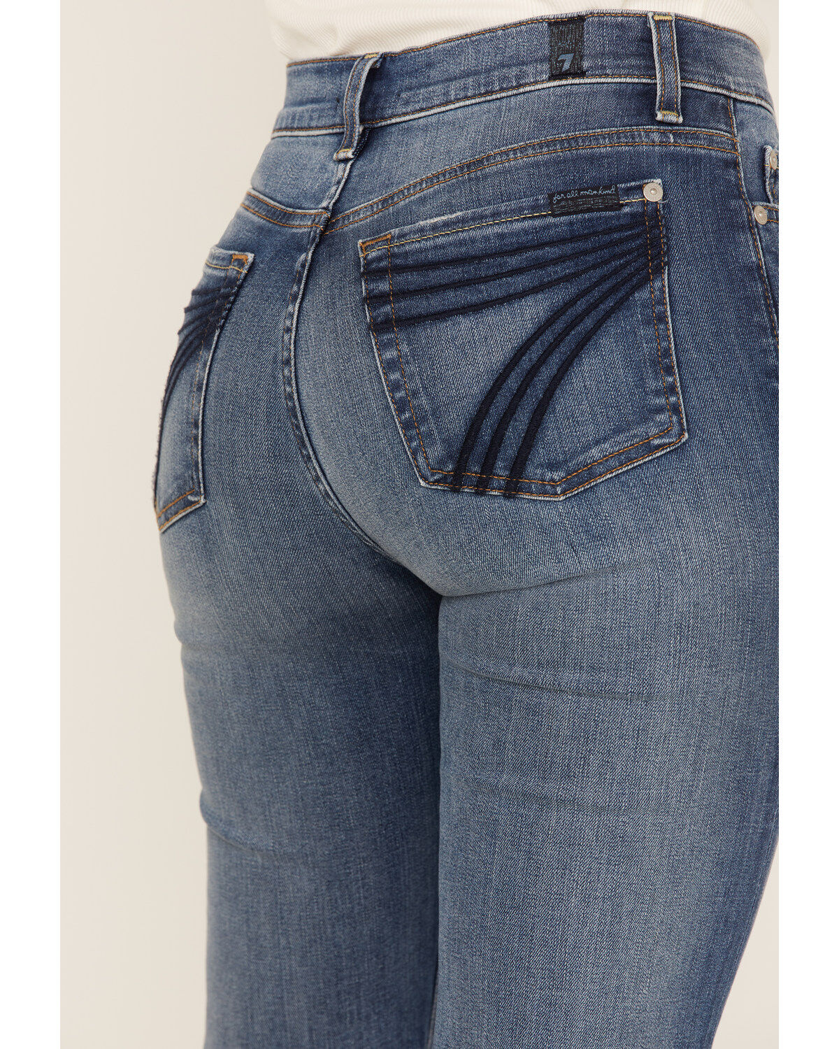 Image #2 - 7 For All Mankind Women's Medium Wash Mid Rise Dojo Wide Jeans, Blue, hi-res