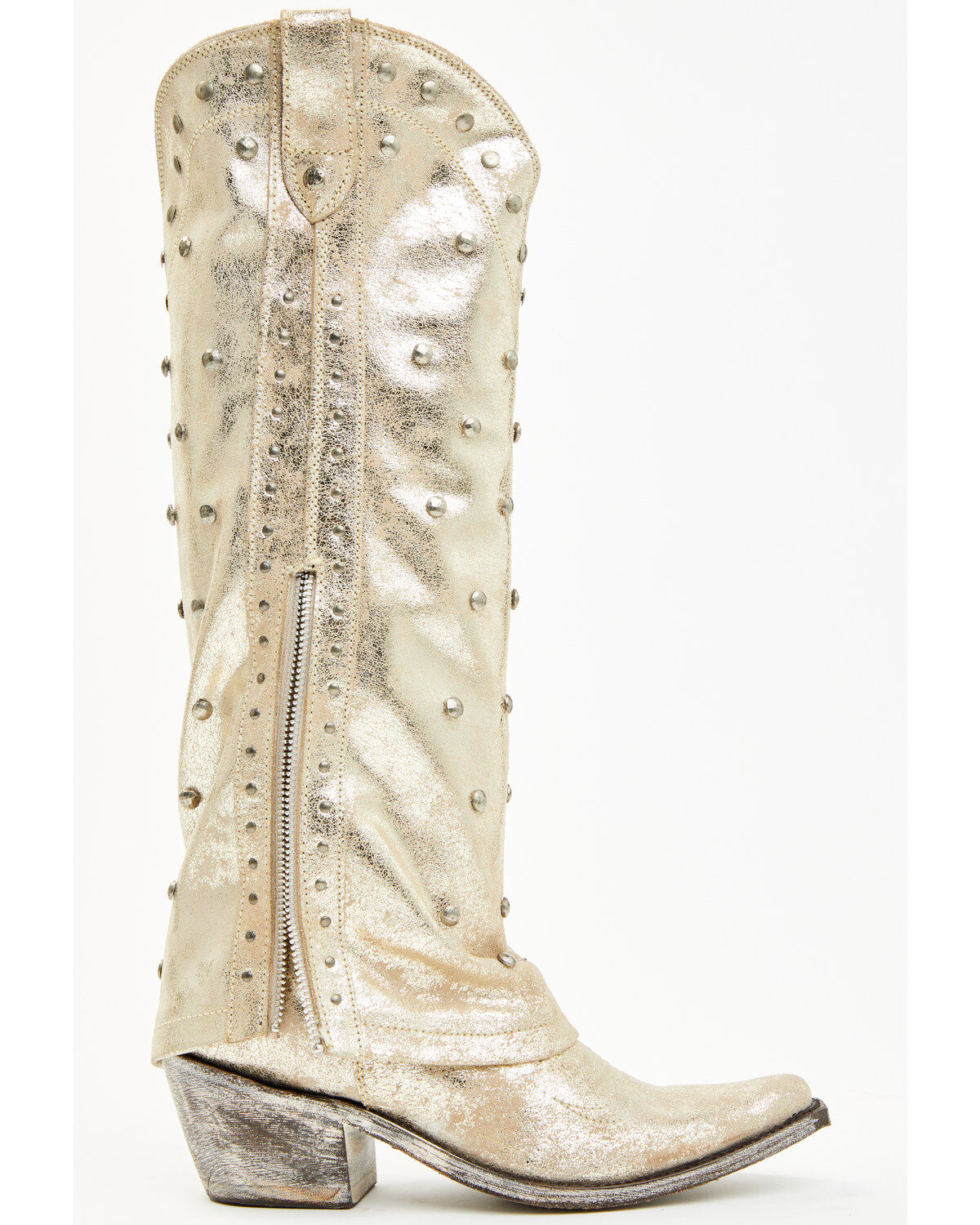 Image #2 - Liberty Black Women's Danet Tall Studded Western Boots - Round Toe, Gold, hi-res