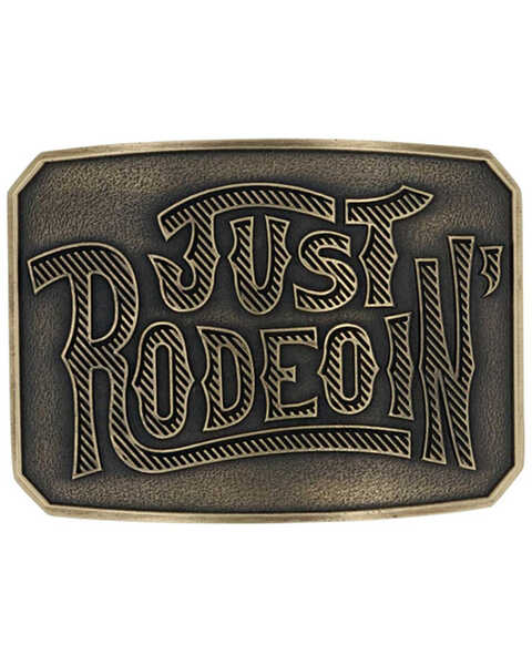Montana Silversmiths Dale Brisby Just Rodeoin' Attitude Belt Buckle, Brass, hi-res