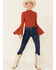 Image #4 - Shyanne Women's Rib Knit Mock Neck Bell Sleeve Top, Camel, hi-res
