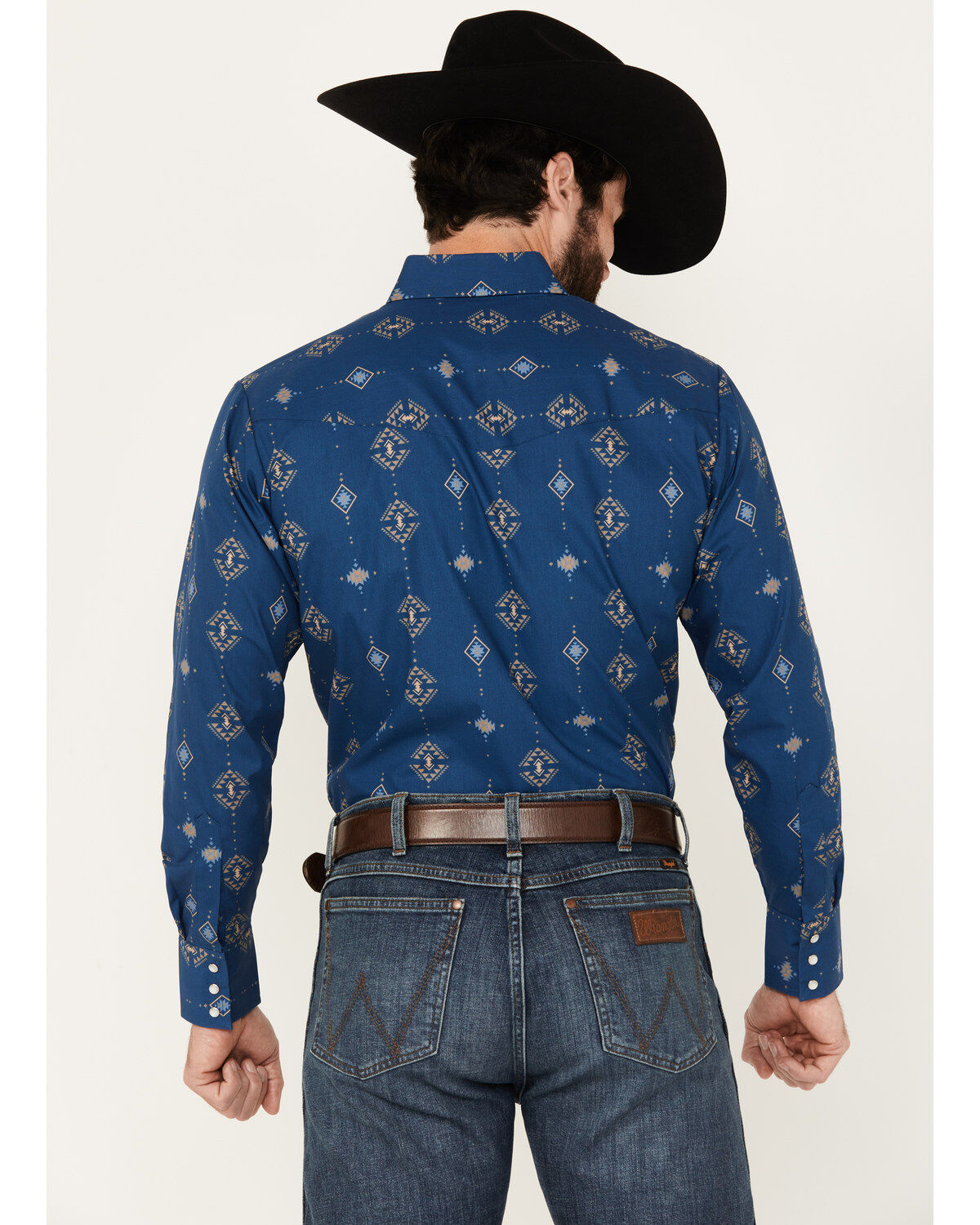 Ely Walker Men's Southwestern Print Long Sleeve Pearl Snap