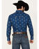 Image #4 - Ely Walker Men's Southwestern Print Long Sleeve Pearl Snap Western Shirt, Navy, hi-res