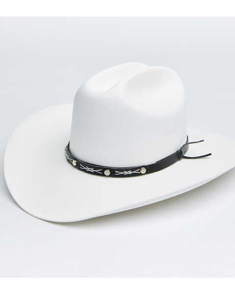 Peter Grimm Men's White Wayne Faux Leather Bangora Straw Western Hat , White, hi-res