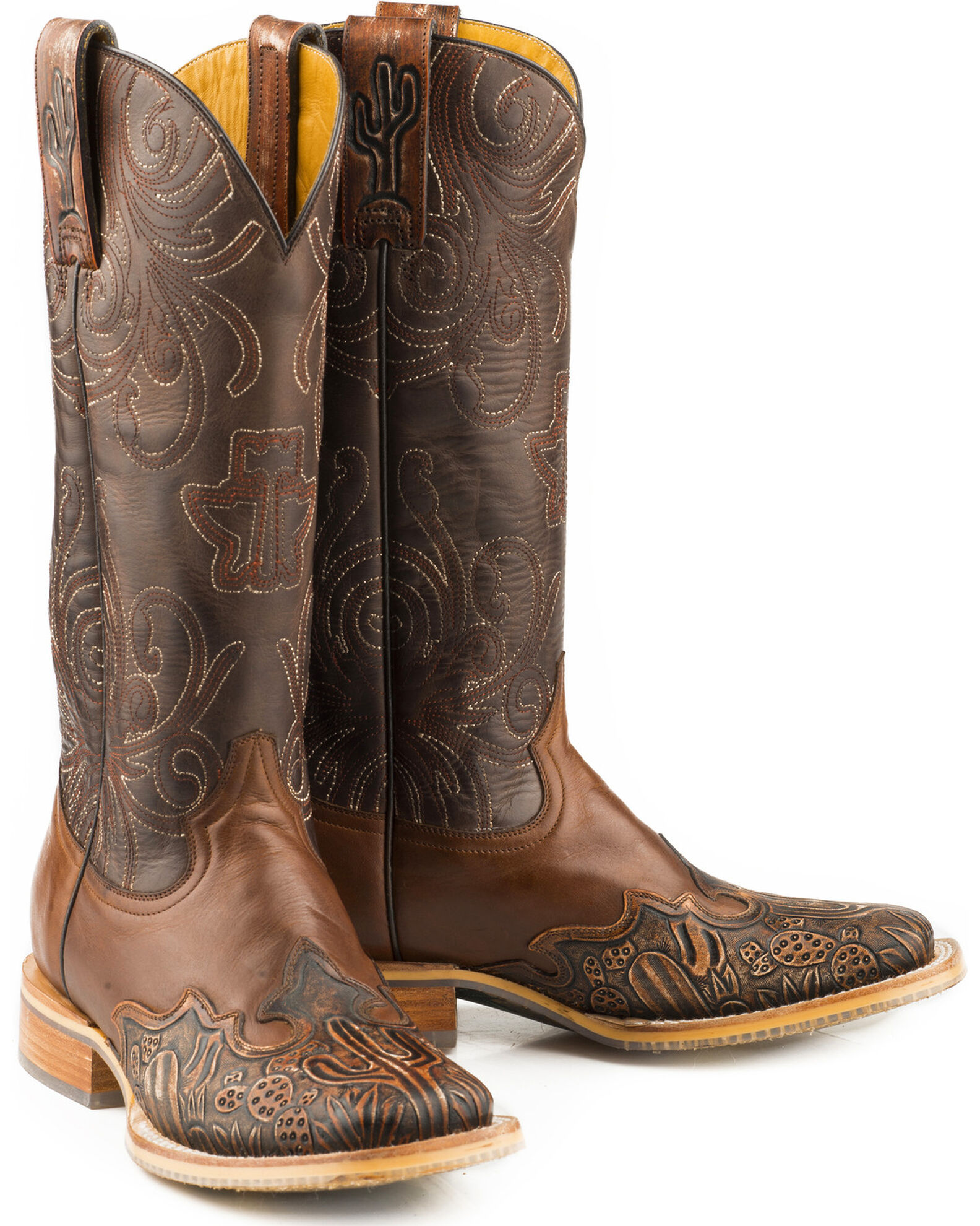 Image #2 - Tin Haul Women's Cactooled Hard To Handle Sole Western Boots - Square Toe, Brown, hi-res