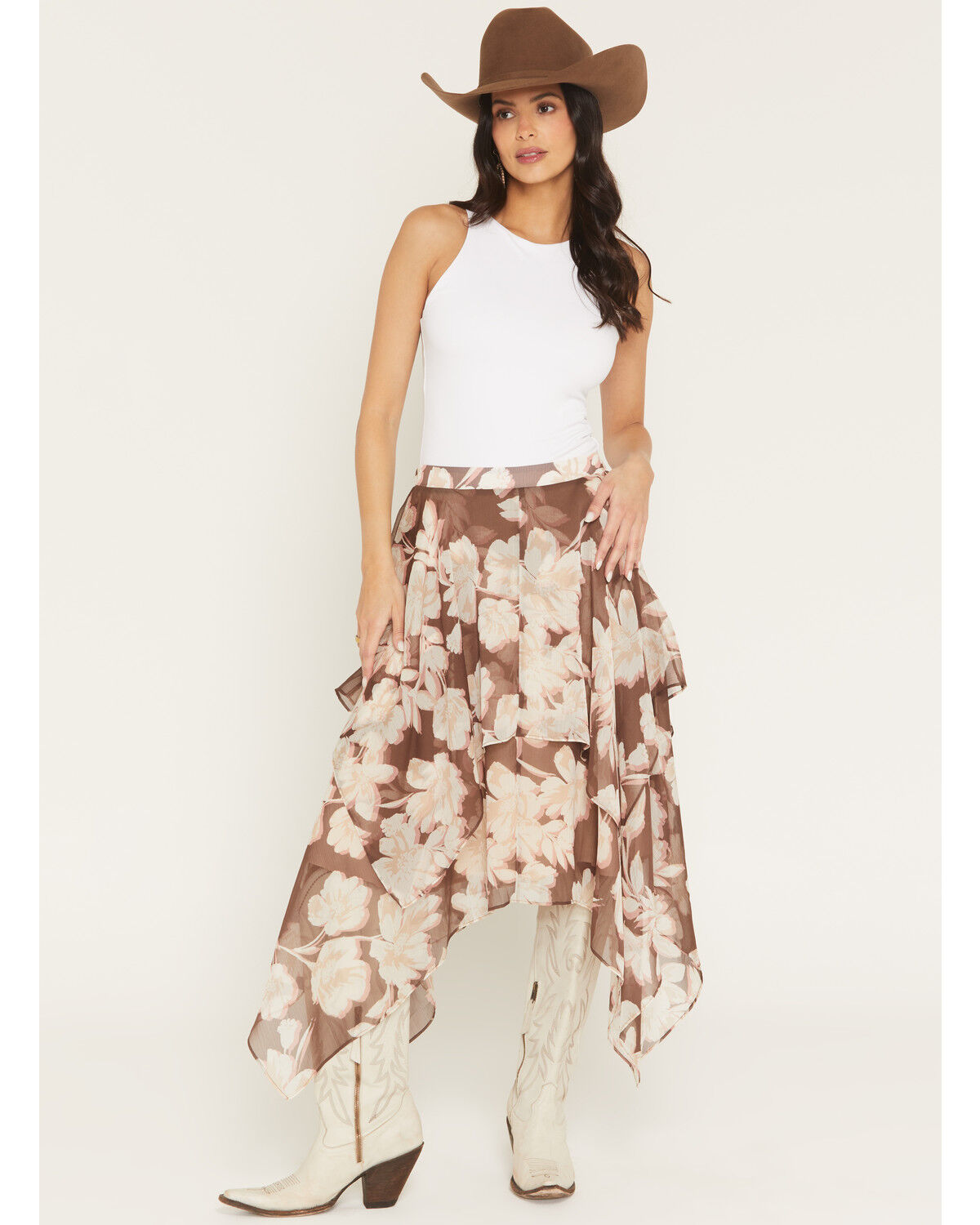 Shyanne Women's Floral Tiered Midi Skirt