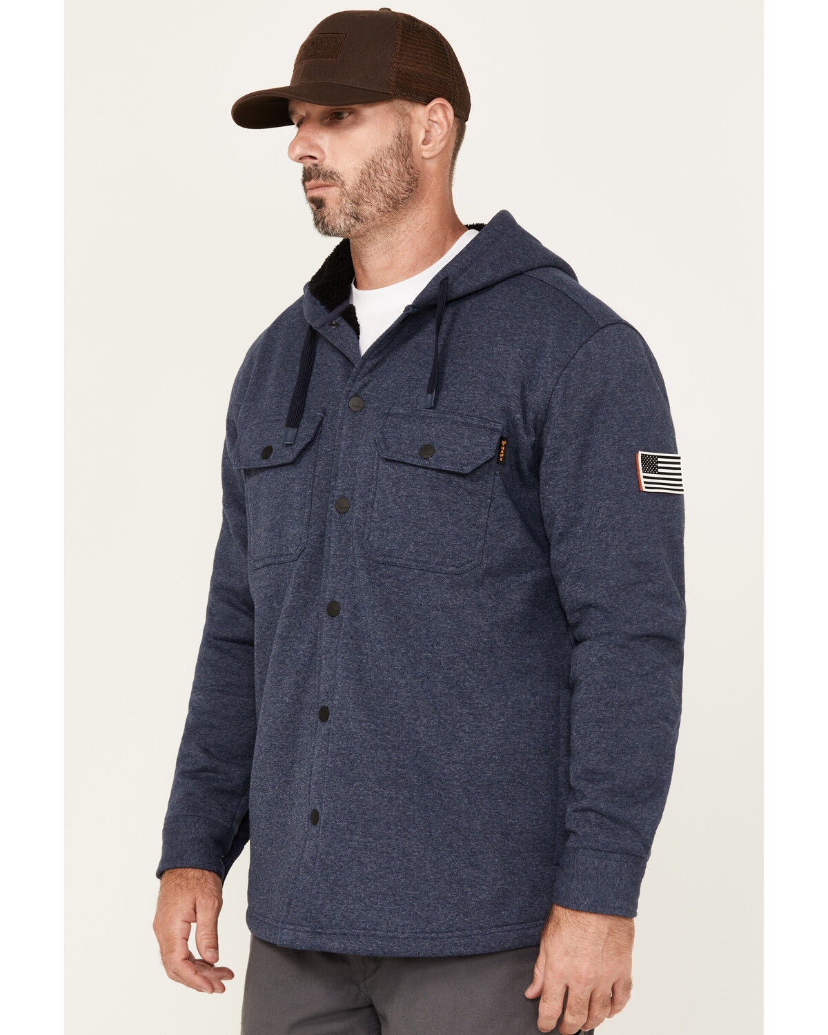 Hawx Men's Racine Hooded Shirt Jacket, Navy, hi-res