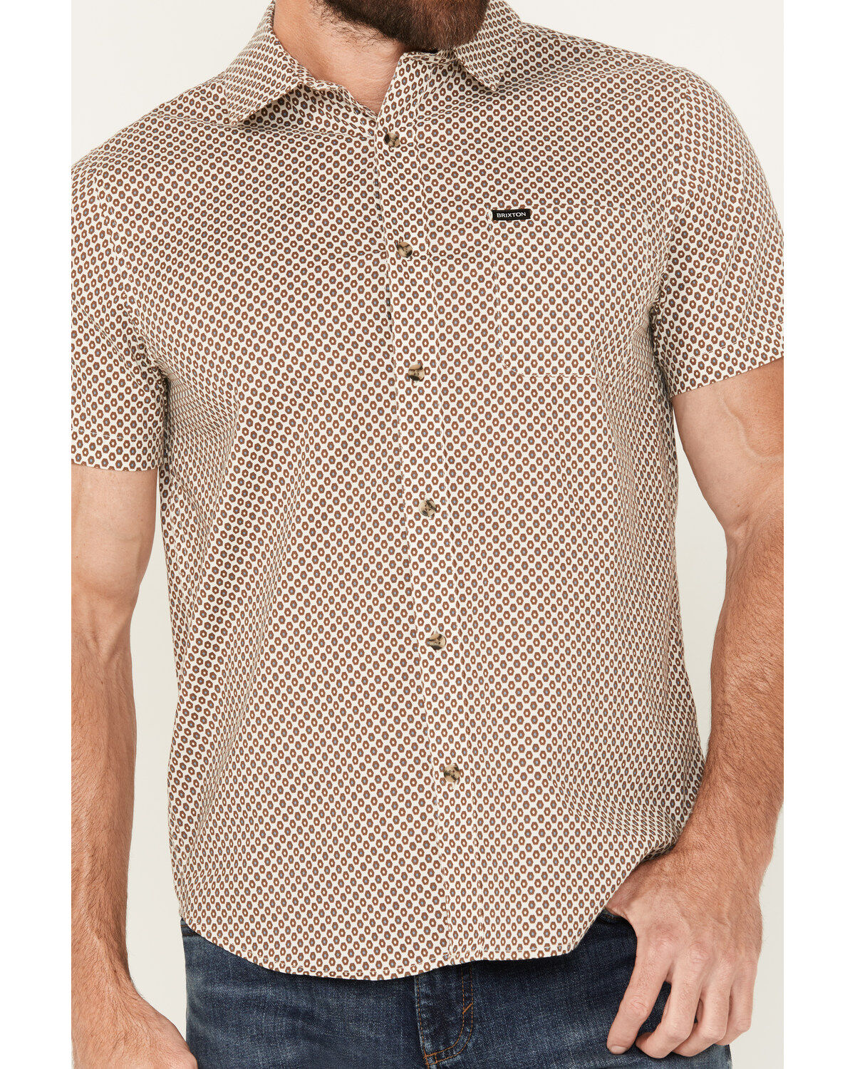 Image #3 - Brixton Men's Charter Geo Print Short Sleeve Button-Down Shirt, , hi-res