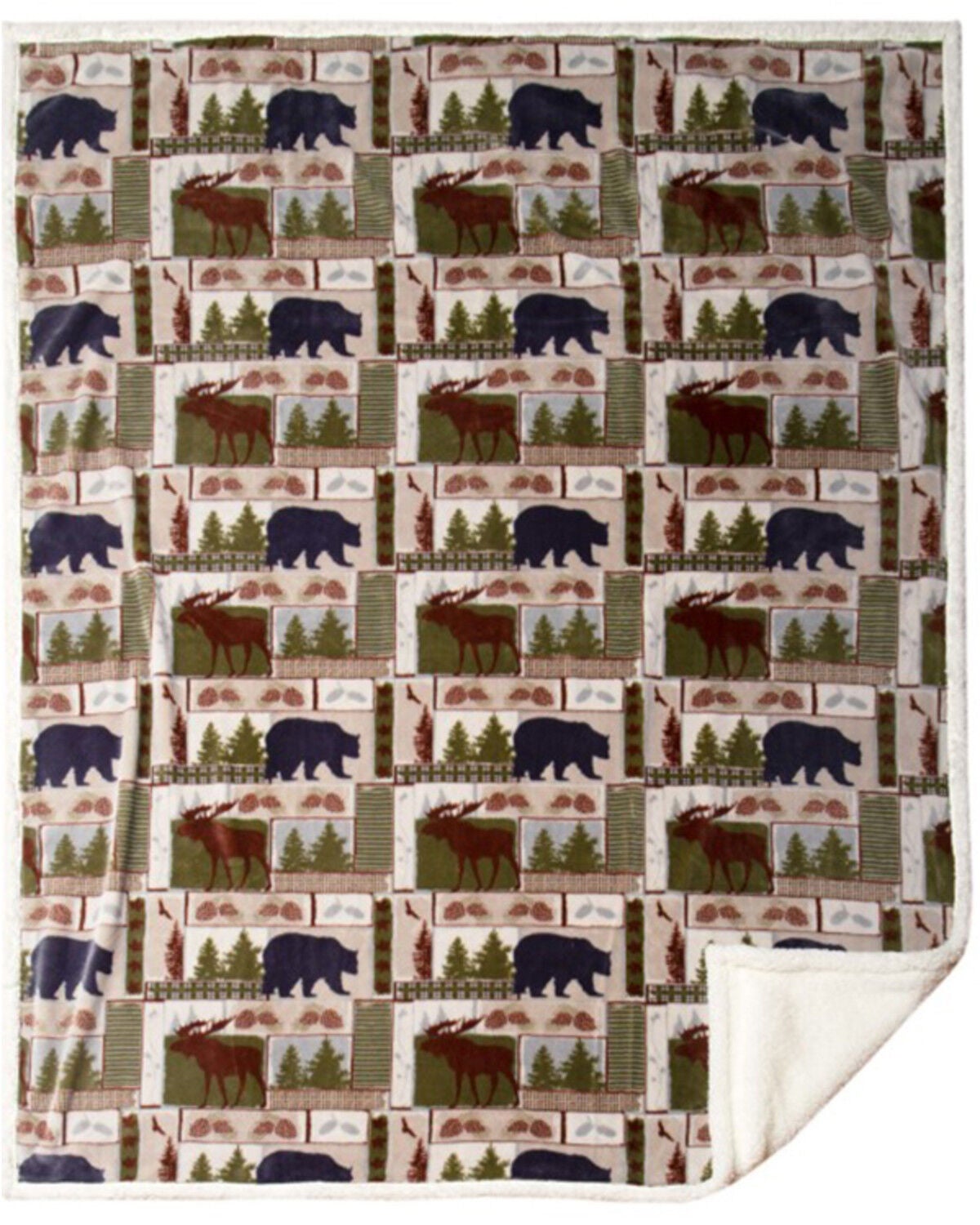 Carstens Home Vintage Lodge Plush Throw, White, hi-res
