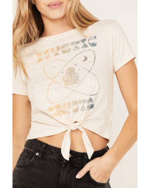 Image #3 - Shyanne Women's Mystic Crystal Tie Front Graphic Tee, Sand, hi-res