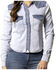 Image #1 - Kimes Ranch Women's Rayna Two-Toned Long Sleeve Cropped Snap Denim Snap Western Shirt, Light Wash, hi-res