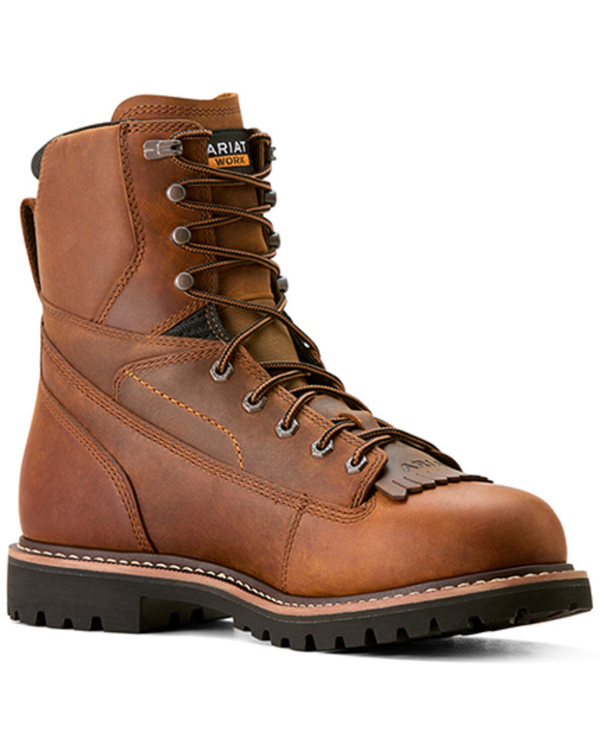 Ariat Men's 8" Longview Shock Shield Waterproof Boots - Soft Toe, Brown, hi-res