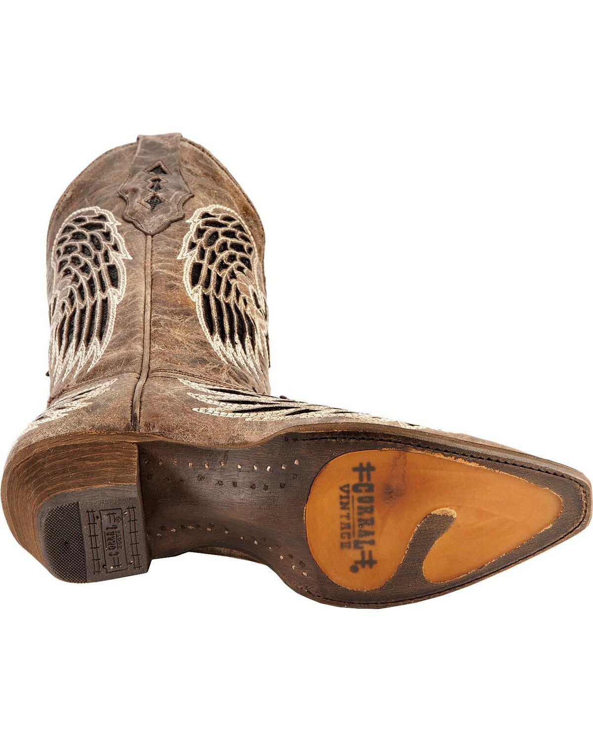 Image #5 - Corral Women's Distressed Black Sequin Cross & Wing Inlay Cowgirl Boots - Snip Toe, , hi-res