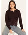 Image #1 - Lovestitch Women's Lace Sweater, Burgundy, hi-res