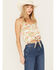 En Creme Women's Floral Print Tie Front Sleeveless Top, Ivory, hi-res