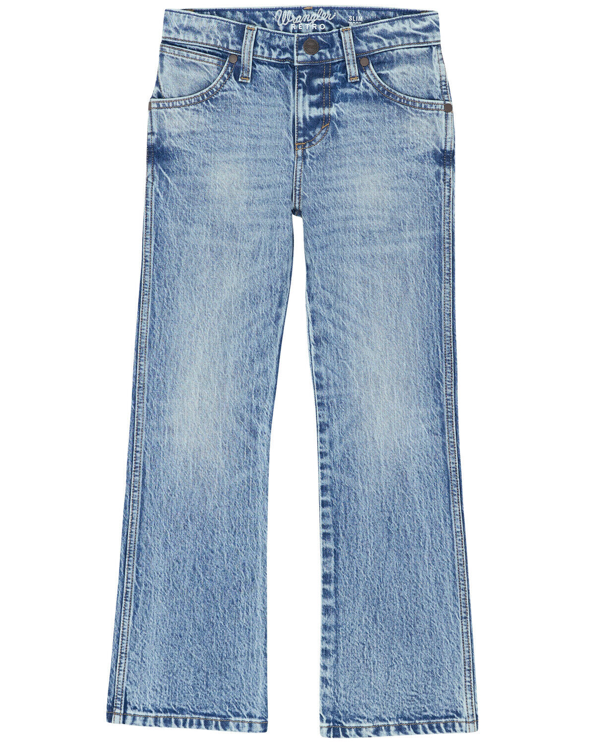 Image #3 - Wrangler Retro Boys' Jones Acid Wash Slim Bootcut Stretch Denim Jeans, Blue, hi-res
