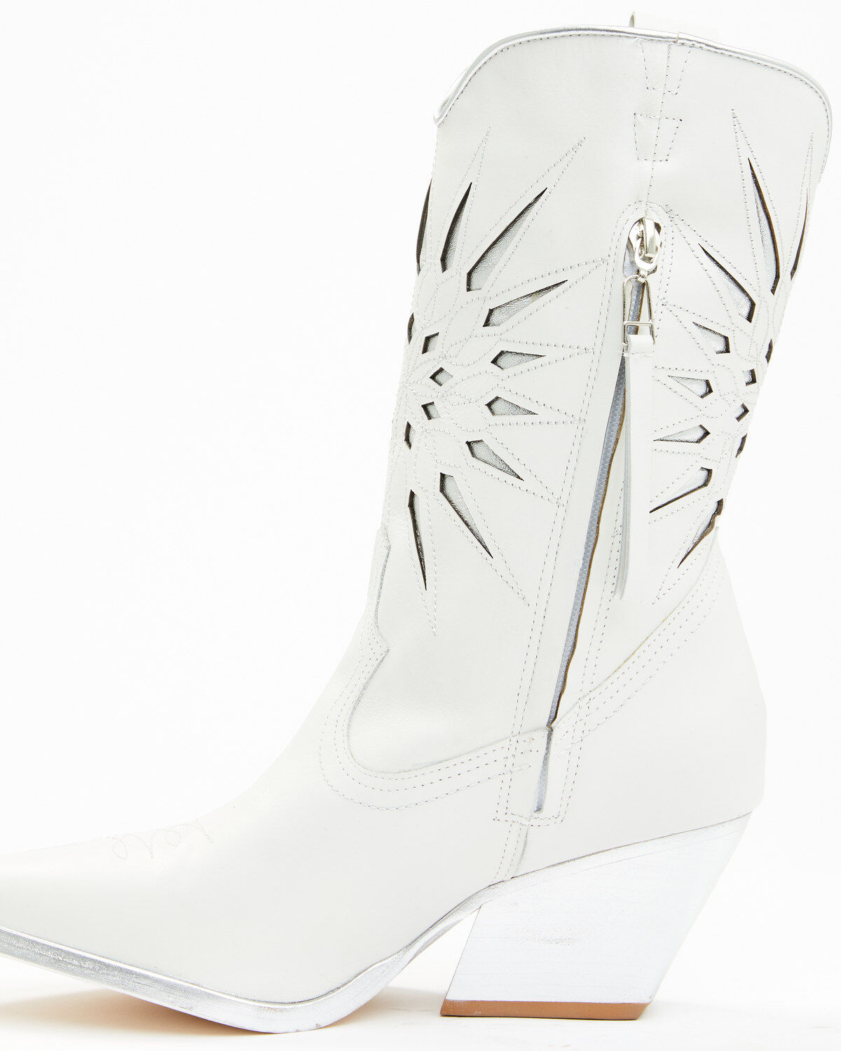 Image #3 - Golo Women's Mae Sun Inlay Western Fashion Boots - Snip Toe, White, hi-res